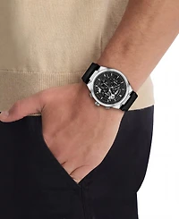 Calvin Klein Men's Distinguish Skeleton Black Leather Strap Watch 44mm
