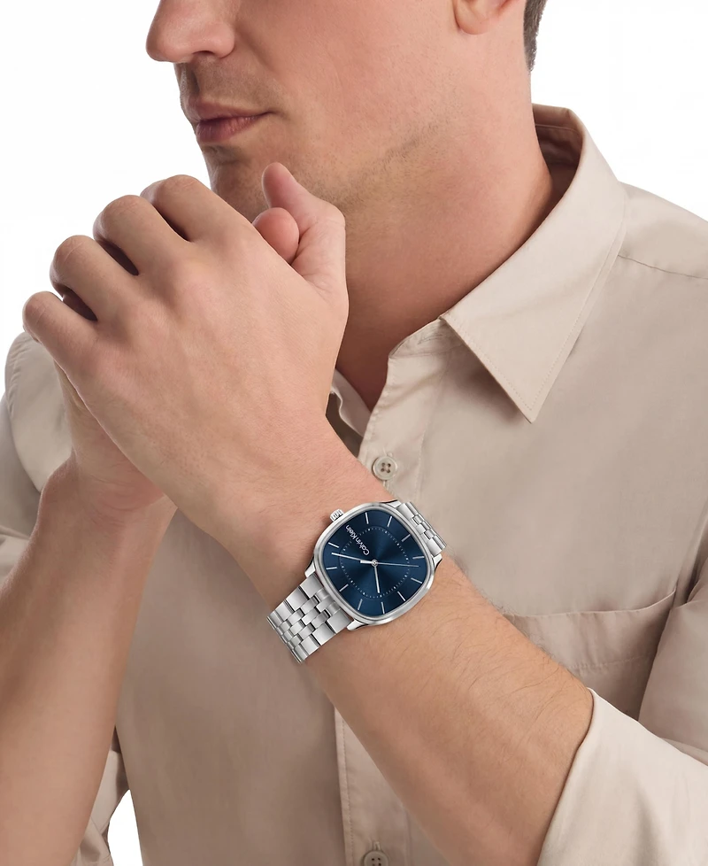Calvin Klein Men's Ck Shape Silver-Tone Stainless Steel Bracelet Watch 37mm