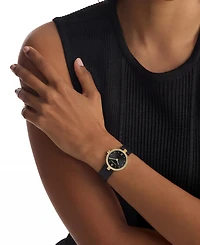 Calvin Klein Women's Gleam Black Leather Strap Watch 24mm