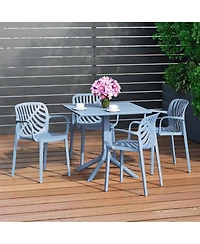 5-Piece Outdoor Square Patio Dining Table Set with Stackable Chairs