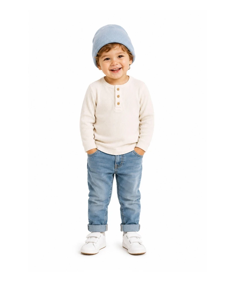 MeMoi Baby Ribbed 100% Cotton Fine-Gauge Knit Beanie with Chunky Rib Trim