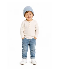 MeMoi Baby Ribbed 100% Cotton Fine-Gauge Knit Beanie with Chunky Rib Trim