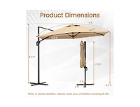 Clihome 9 Ft Cantilever Patio Umbrella with Vented Top and Sun-Protective Canopy