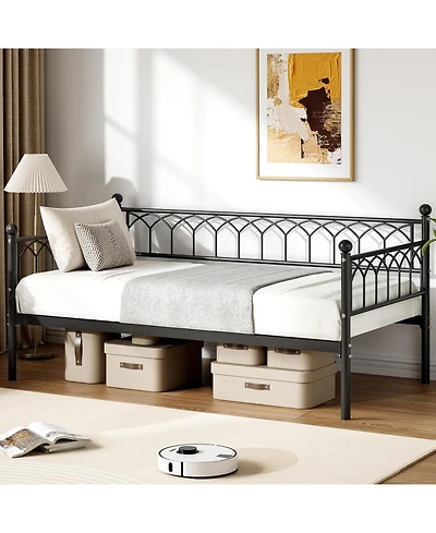gaomon Daybed, Sofa Bed Frame with Metal Steel Slat Support, Heavy Duty Frame, Space Saving, Easy Assembly, for Small Spaces