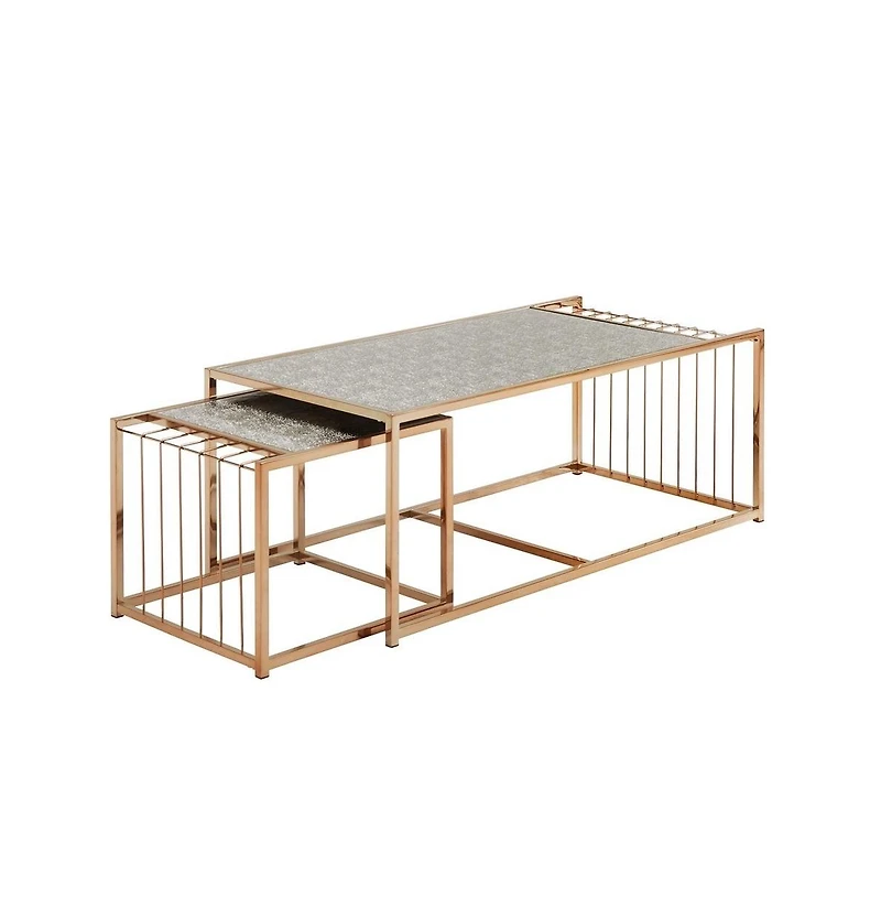 iNSPIRE Q Textured Mirror Top Nesting Coffee Table