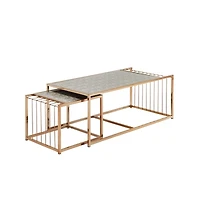 iNSPIRE Q Textured Mirror Top Nesting Coffee Table