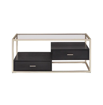 iNSPIRE Q 2-Drawer Coffee Table With Tempered Glass Top
