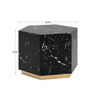 iNSPIRE Q Faux Marble Small Hexagon Coffee Table With Brushed Metal Base