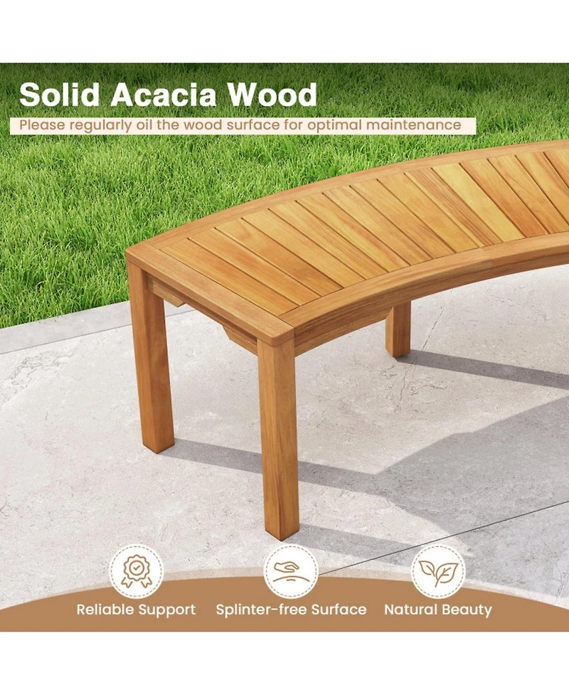 Sugift Set of 7 Outdoor Acacia Wood Curved Garden Bench 2-Person