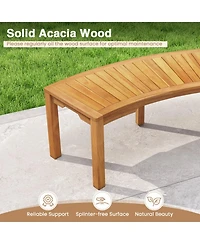 Sugift Set of 7 Outdoor Acacia Wood Curved Garden Bench 2-Person
