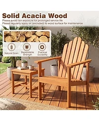 Sugift 2-Pack Stackable Solid Acacia Wood Adirondack Chairs for Patio