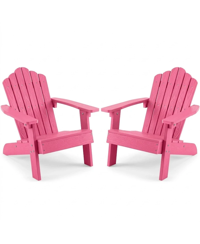 Sugift Set of 2 Kids Adirondack Chairs All-Weather Outdoor Chairs with Tilted High Backrest