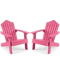 Sugift Set of 2 Kids Adirondack Chairs All-Weather Outdoor Chairs with Tilted High Backrest