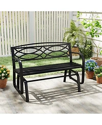 Gouun 2-Person Metal Glider Bench with Curved Armrests