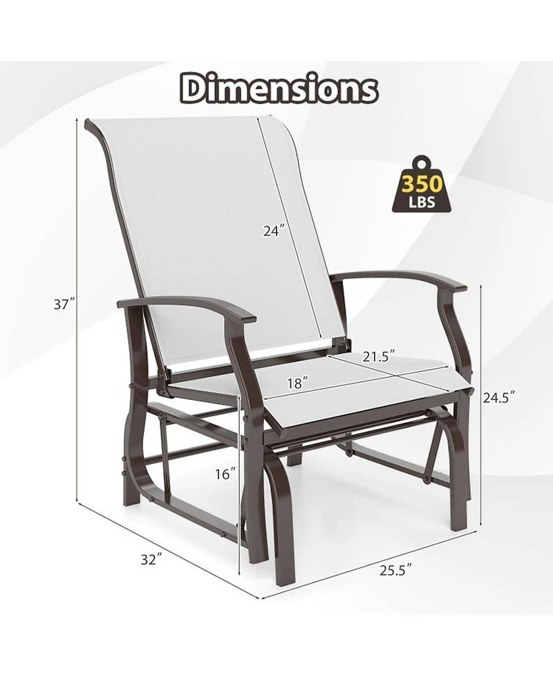Gouun Outdoor Glider Chair Set of 2 with Padded Seats and Armrests