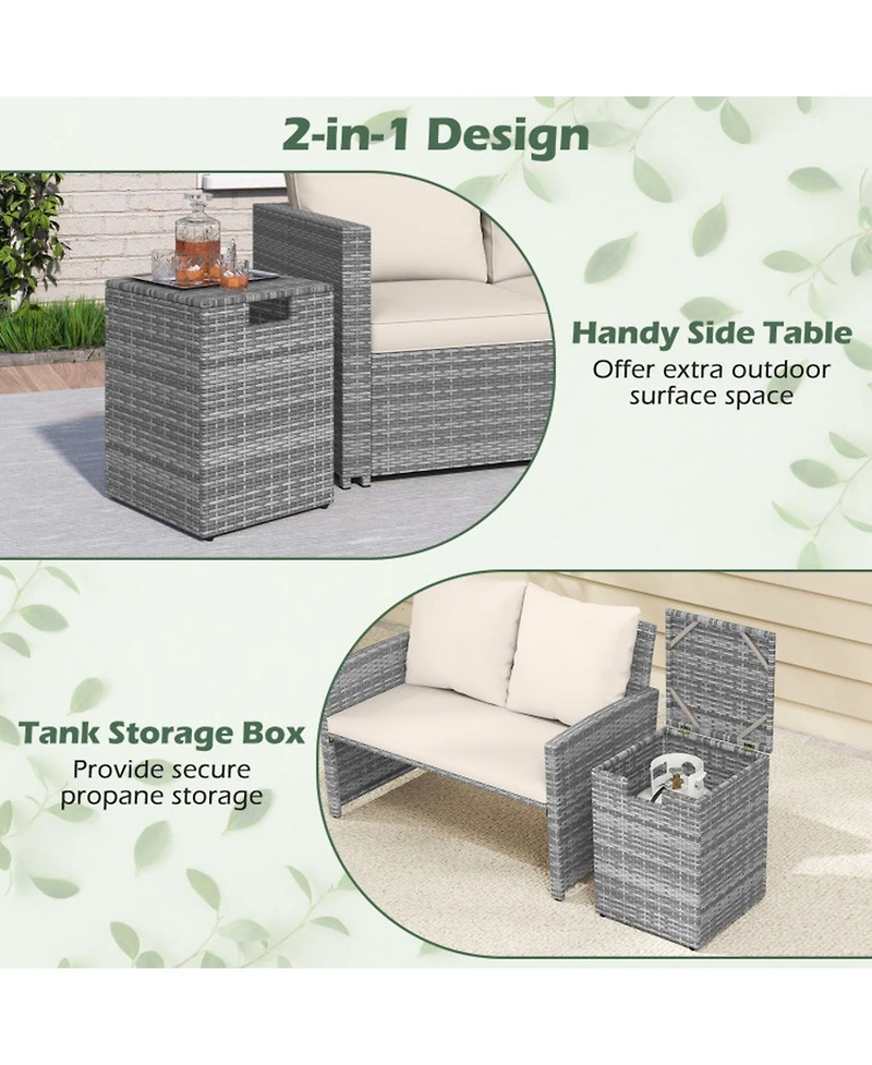 Sugift Rattan Propane Tank Cover Patio Hideaway Side Table