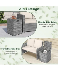Sugift Rattan Propane Tank Cover Patio Hideaway Side Table