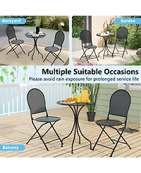 Gouun 3-Piece Metal Folding Patio Bistro Set with Round Table