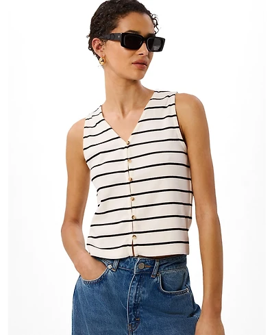 Whistles Women's Stripe Button Front Tank