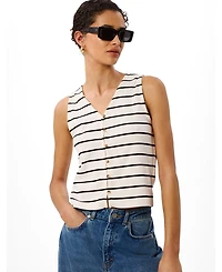 Whistles Women's Stripe Button Front Tank