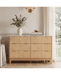 homfan Fluted 6 Drawer Dresser with Handles