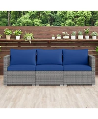 Sugift 3-Piece Modular Pe Rattan Sectional Sofa with Removable Cushions