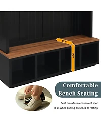Boyel Living Hall Tree with 6 Hooks and Storage Bench for Entryway Hallway