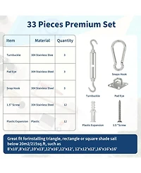 gaomon Shade Sail Hardware Kit, 6 Inch Outdoor Sun Sail Accessories, 304 Stainless Steel Turnbuckles and Brackets for Triangle Sails