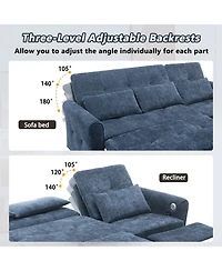 Clihome 2-in-1 Sofa Three-seater Sofa with Sofa Bed and a Reversible Recliner Sofa