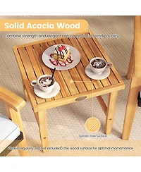 Gouun 3-Piece Pe Wicker Bistro Set with Acacia Wood Frame and Side Table