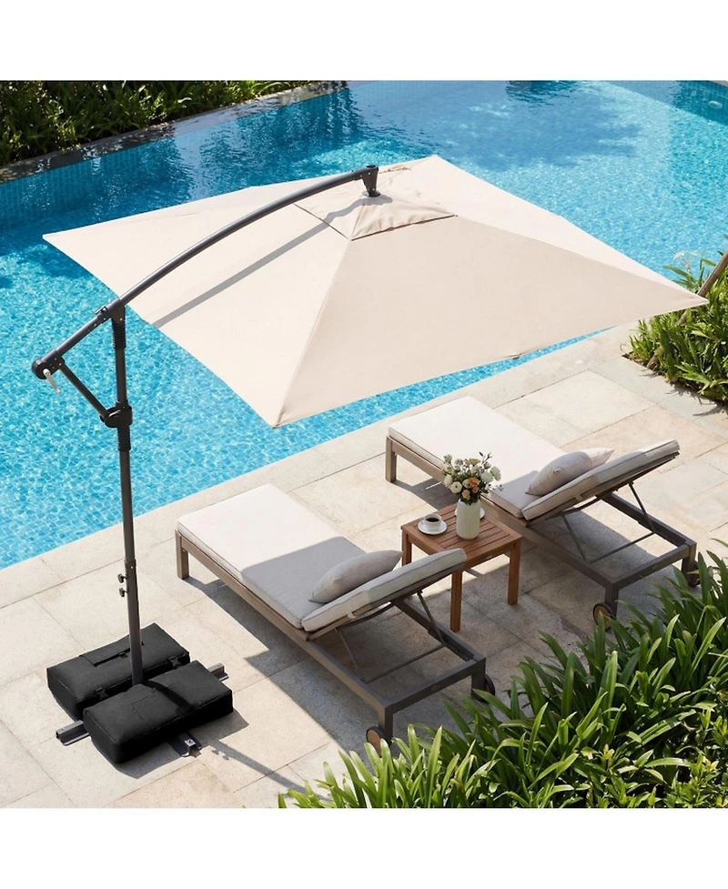 Gouun 8 x 8 Ft Square Offset Cantilever Patio Umbrella with 360 Rotation