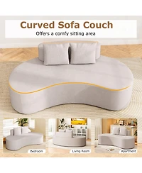 Slickblue Comfortable Curved Sofa with Plush Upholstery and 2 Throw Pillows