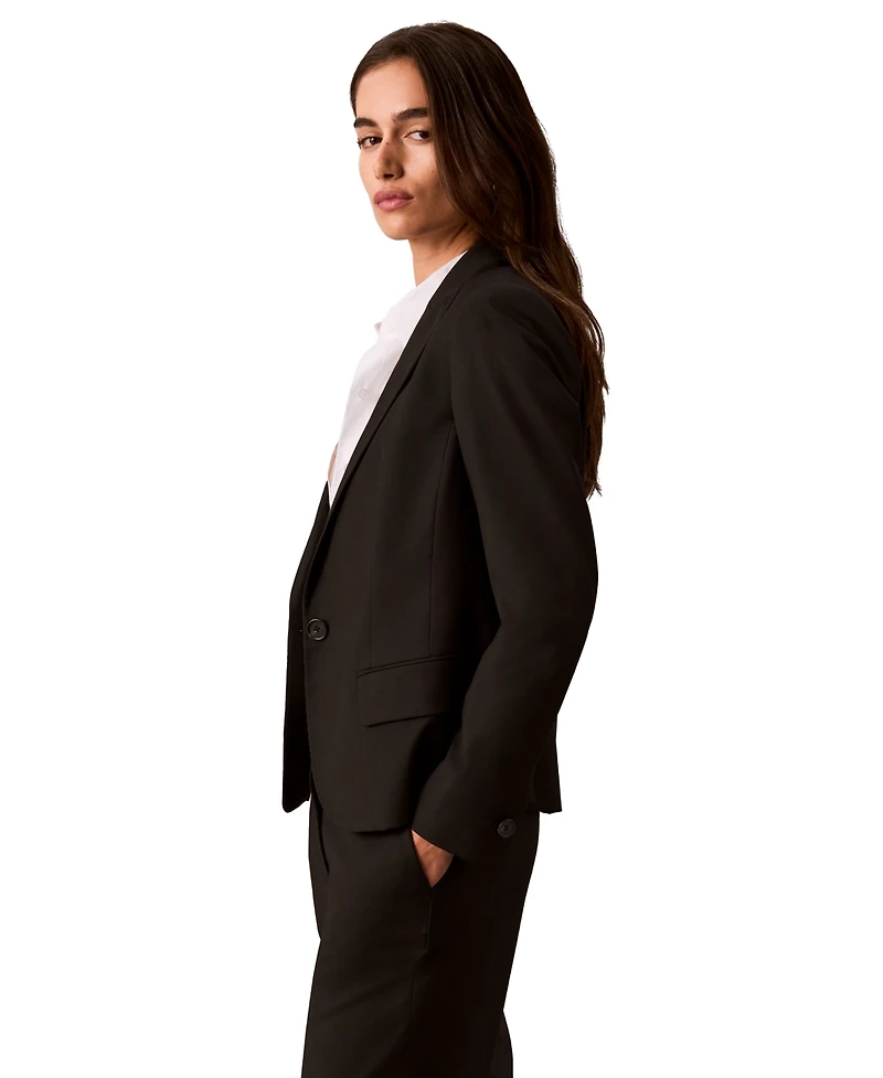 Calvin Klein Petite One-Button Lapel Collar Jacket