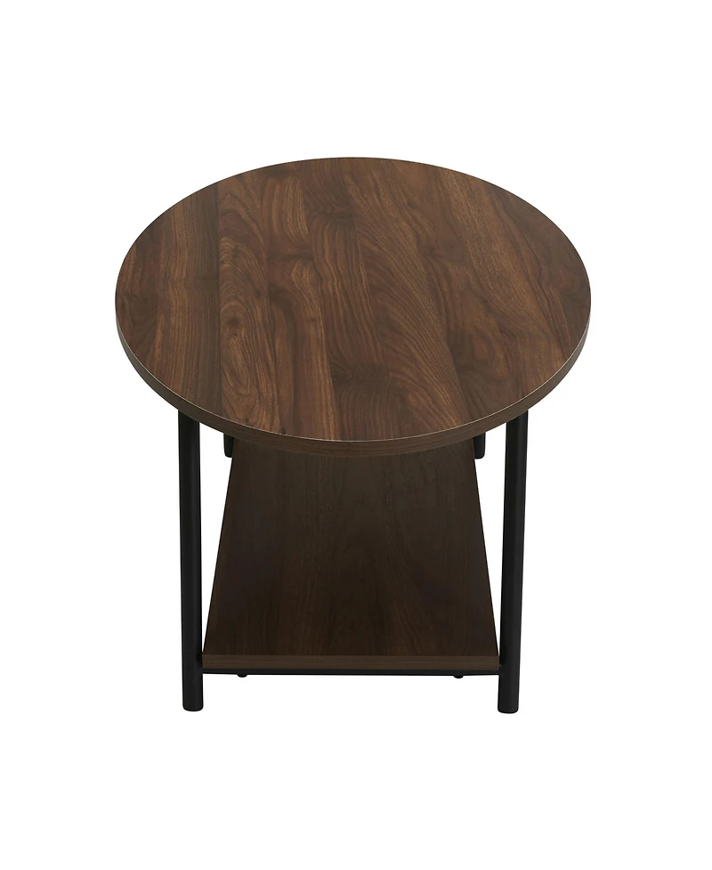 Household Essentials Jamestown Oval Coffee Table with Storage Shelf