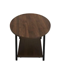 Household Essentials Jamestown Oval Coffee Table with Storage Shelf