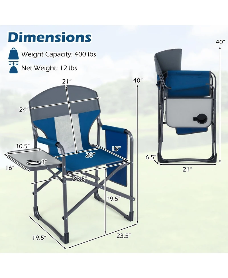 Sugift Folding Camping Chair with Cup Holder and Storage Pocket
