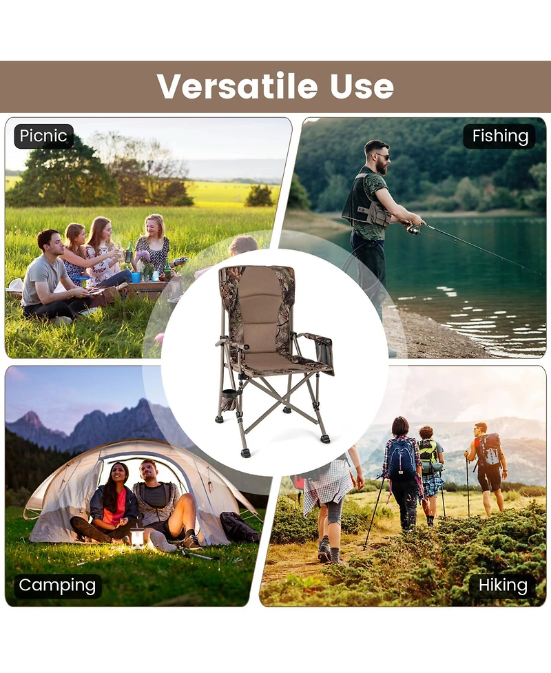 Mecale Heavy-Duty Folding Camping Chair, 400-lb Capacity, Metal Frame