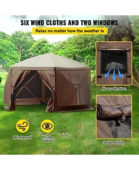 Vevor Pop-up Camping Gazebo Camping Canopy Shelter 6 Sided Sun Shade