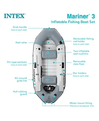 Intex 68373EP Mariner 3-Person Inflatable River/Lake Dinghy Boat and Oars Set