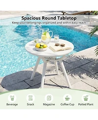 Gouun 20 In Circular Outdoor End Table Weather-Resistant Pp and Abs Build for Patio