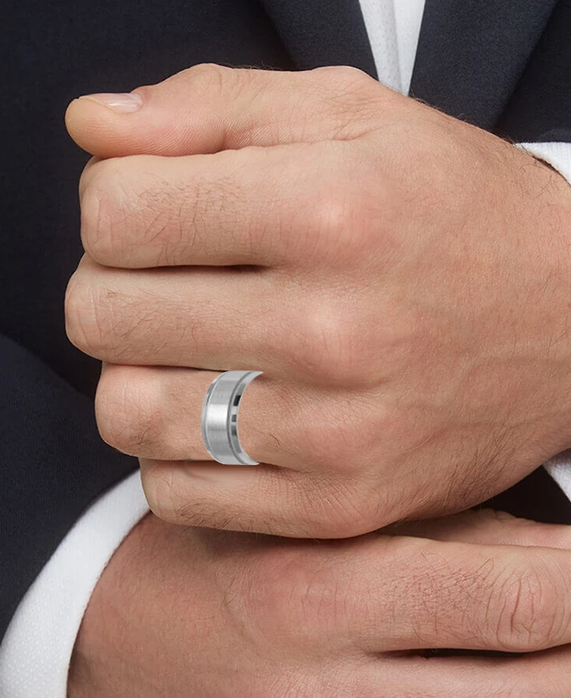 Men's 14k White Gold Ring, Engraved 6mm Band (Size 6-13)
