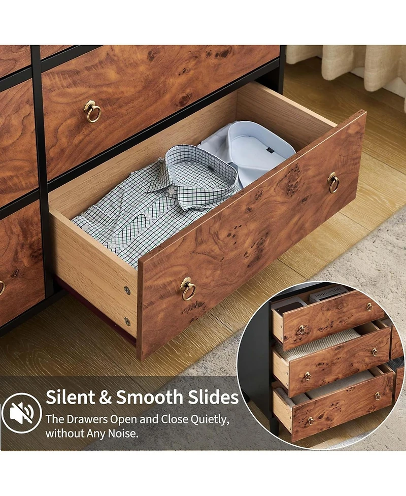 gaomon Dresser for Bedroom with Drawers, Wide Modern Chest of Drawers Metal Handle, Wooden Tv Stand
