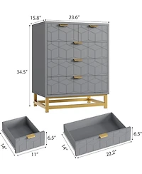 gaomon 5 Drawer Dresser for Bedroom, Chest of Drawers with Metal Base, Modern Cabinet Organizer Living Room, Hallway