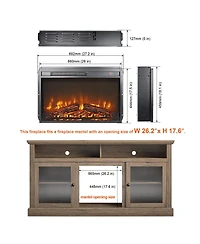 Clihome 26 inch Electric Fireplace Insert, Ultra Thin Heater with Log Set andRemote Control, Timer, Overheating Protection