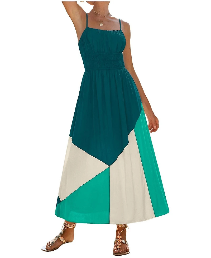 Cupshe Women's Sunny Honey Colorblock Maxi Beach Dress