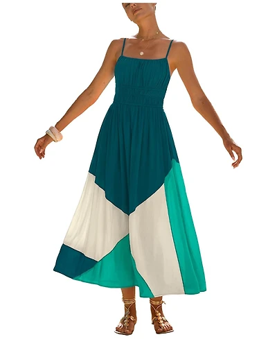 Cupshe Women's Sunny Honey Colorblock Maxi Beach Dress