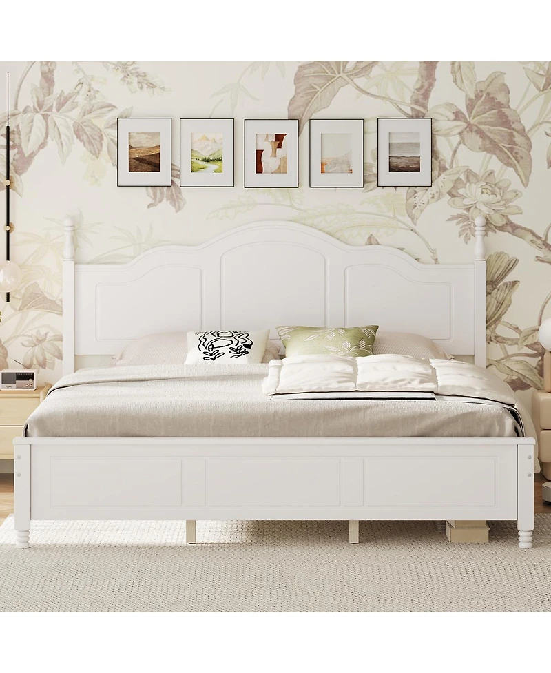 Streamdale Furniture King Size Retro Wave Platform Bed Frame with Wooden Slats