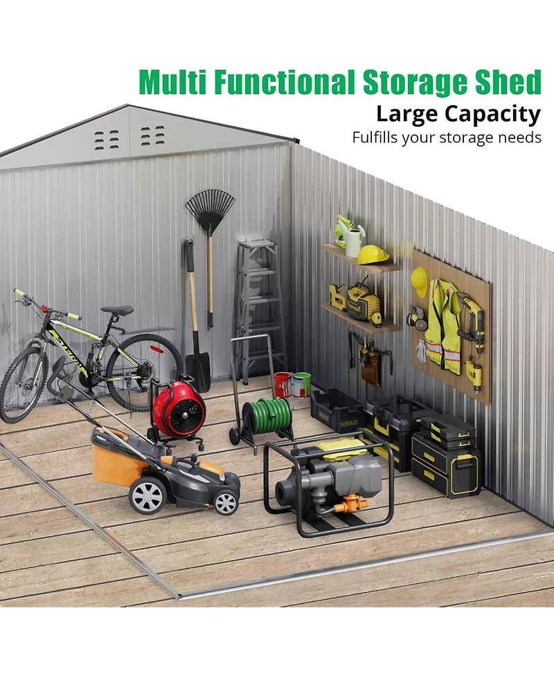 gaomon Outdoor Storage Shed, 12 x 8 feet Metal Aluminum Waterproof Tool Sheds with Frame Floor and Lockable Door, Storage Shed for Gardening Tools