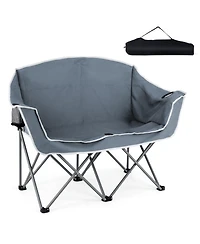 Sugift Portable Oversized Camping Loveseat Chair with Armrests and Cup Holders