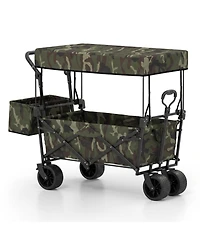 Sugift Collapsible Wagon with Removable Canopy and Detachable Storage Bag